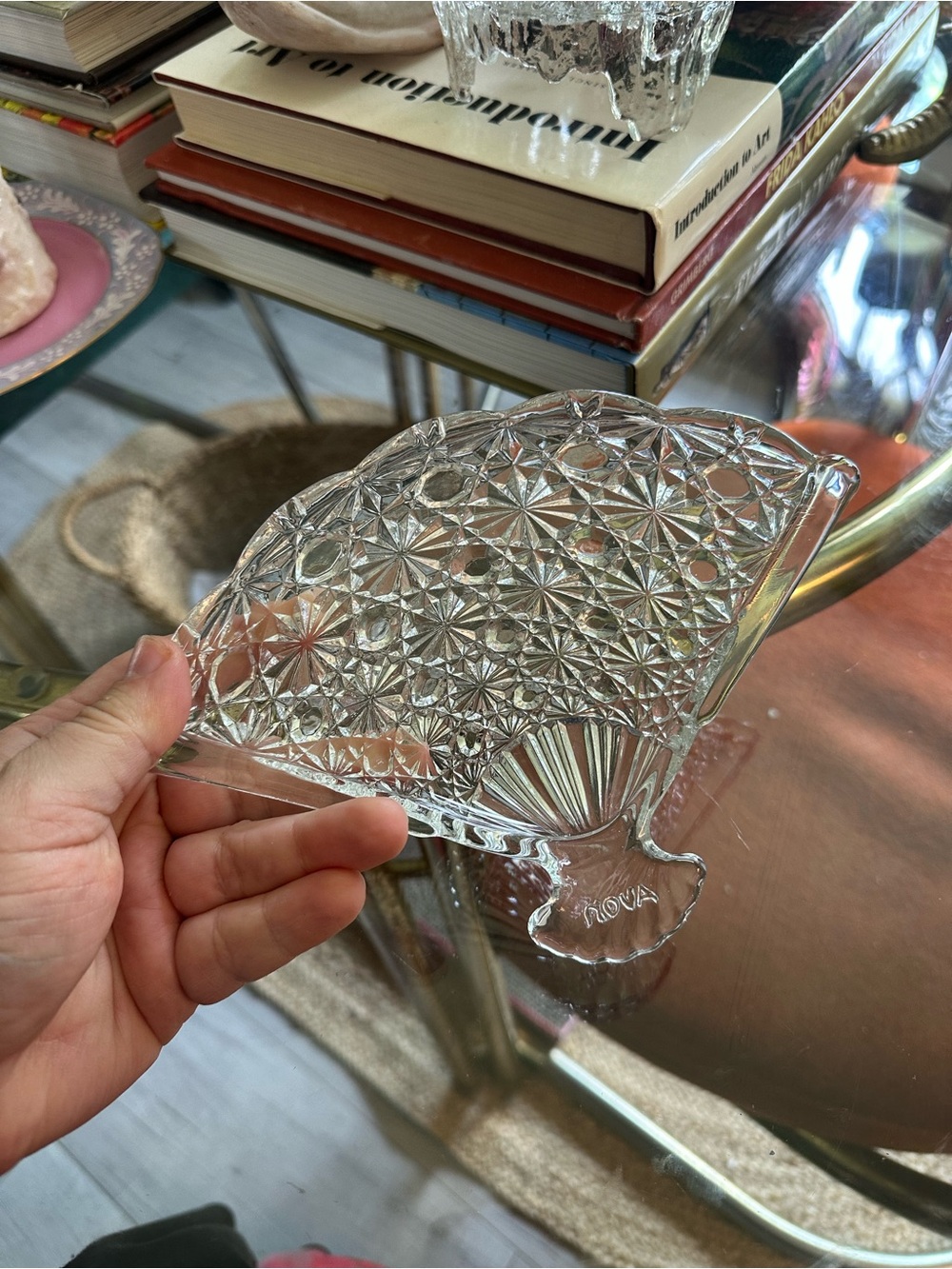 Clear Pressed Glass Fan Dish - AVON
